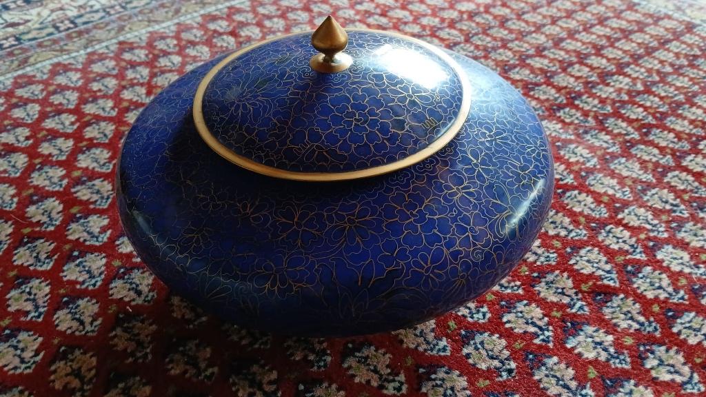 cloisonné vaas met deksel - China, Ophalen of Verzenden