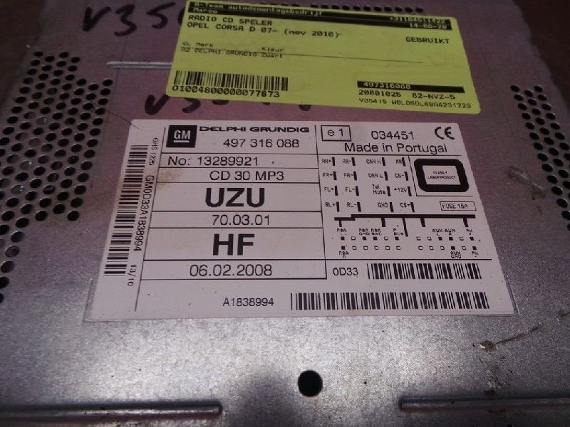 RADIO Opel Corsa D (01-2006/12-2014), Auto-onderdelen, Gebruikt, Opel, Opel Automobile GmbH, Kontakt-opel@opel.com