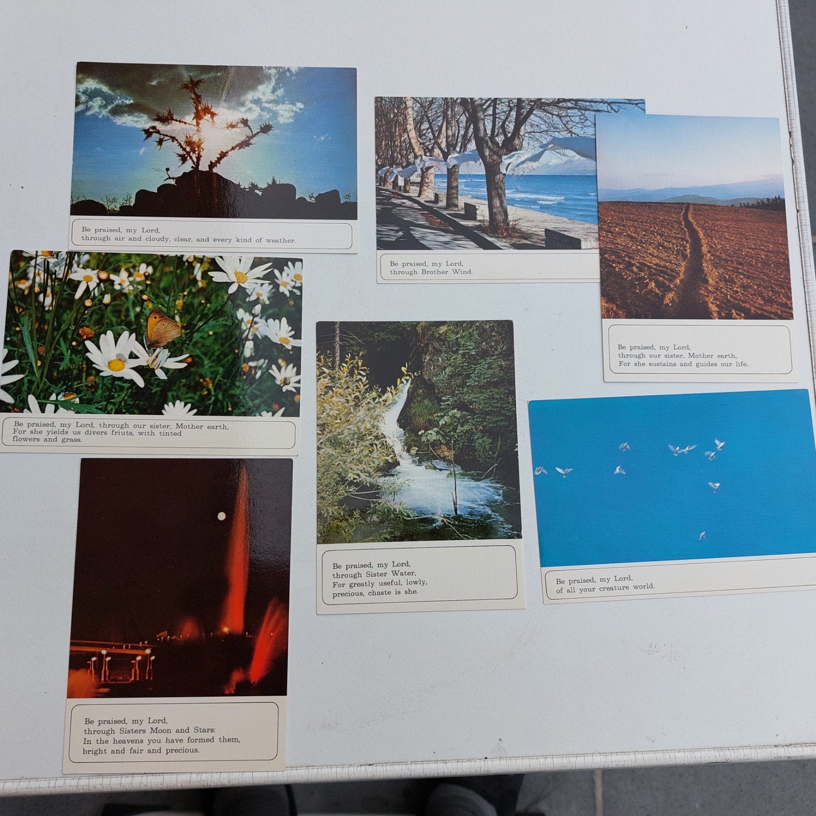 7 postkaarten met Engelstalige tekst (godsdienstig), Ophalen of Verzenden