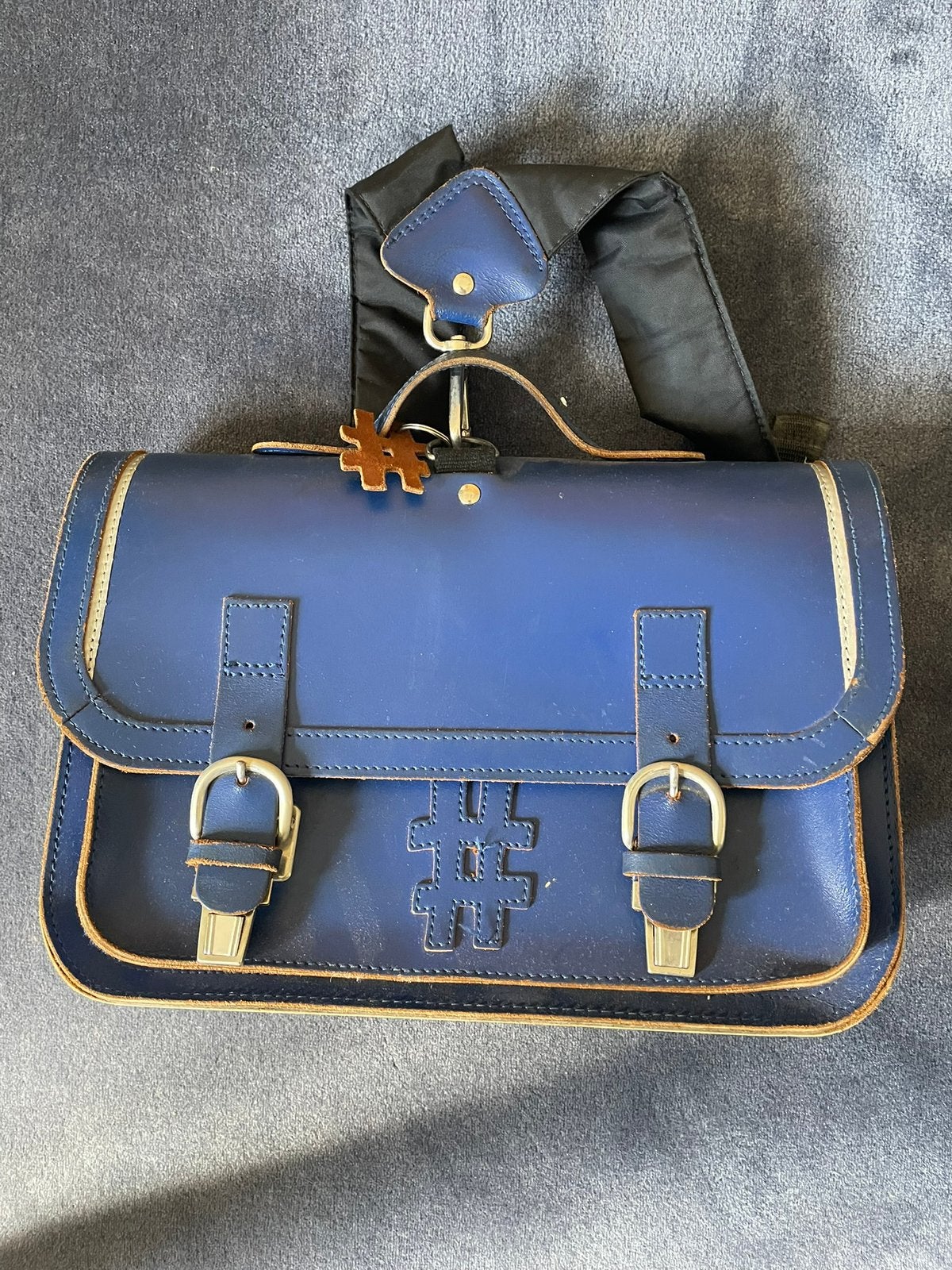 Lederen boekentas Own Stuff Blauw, Ophalen, Gebruikt, Leer, Blauw