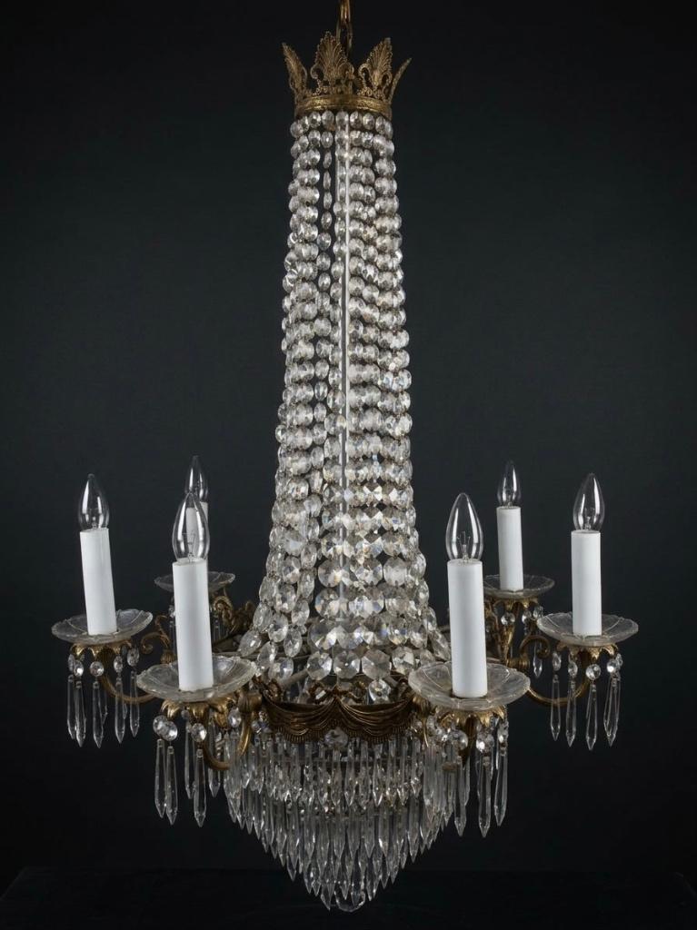 Lustre en cristal de style Louis XVI ou Empire, Maison & Meubles, Enlèvement ou Envoi, Comme neuf, Verre, Louis XVI- of Empire-stijl