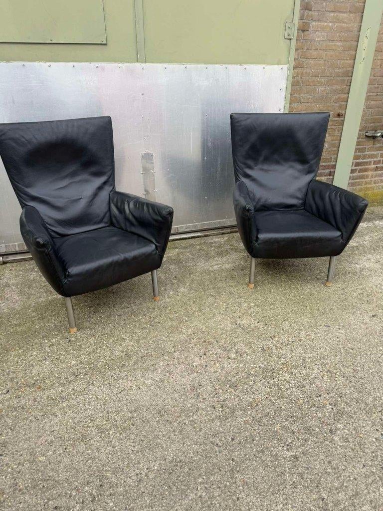 Gerard van den Berg design leren fauteuils set van 2 stuks, Huis en Inrichting, Ophalen, Gebruikt, Leer, Design