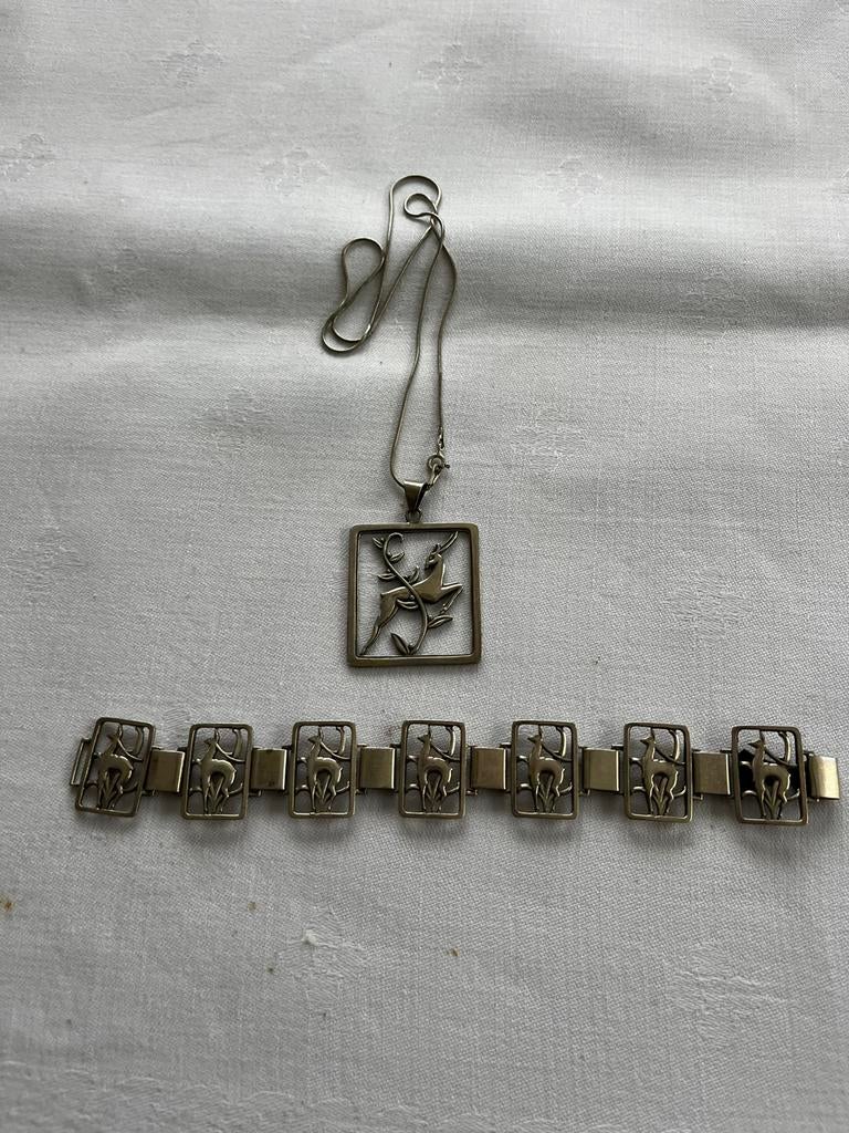Pendentif et bracelet Art Déco en argent, Enlèvement ou Envoi