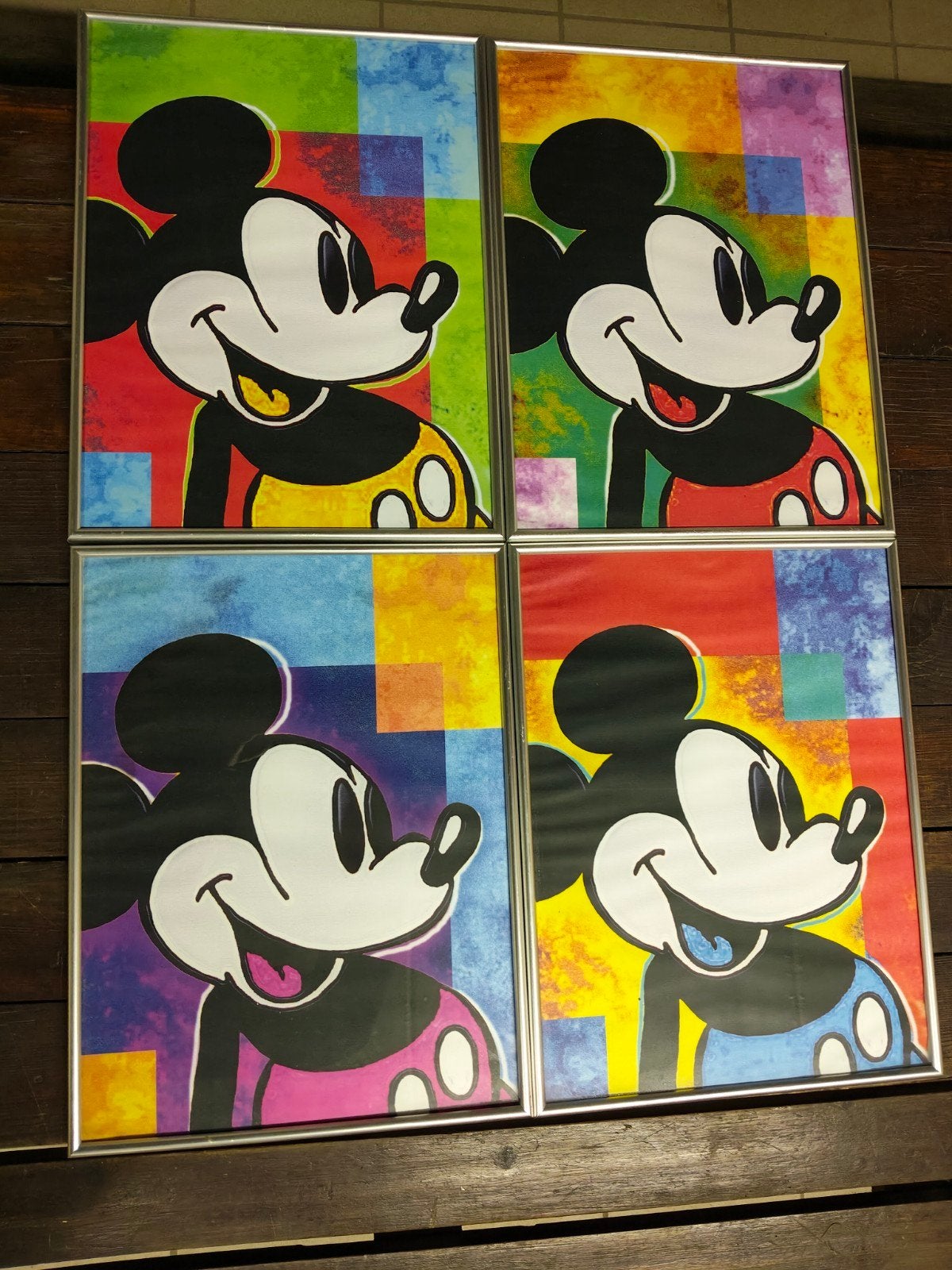 4 Disney Mickey prints beperkt oplage met kader, Ophalen of Verzenden