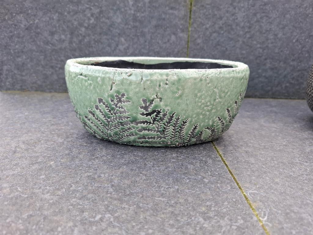 Pot cactus émaillé vert., Huis en Inrichting, Kamerplanten, Ophalen, Cactus