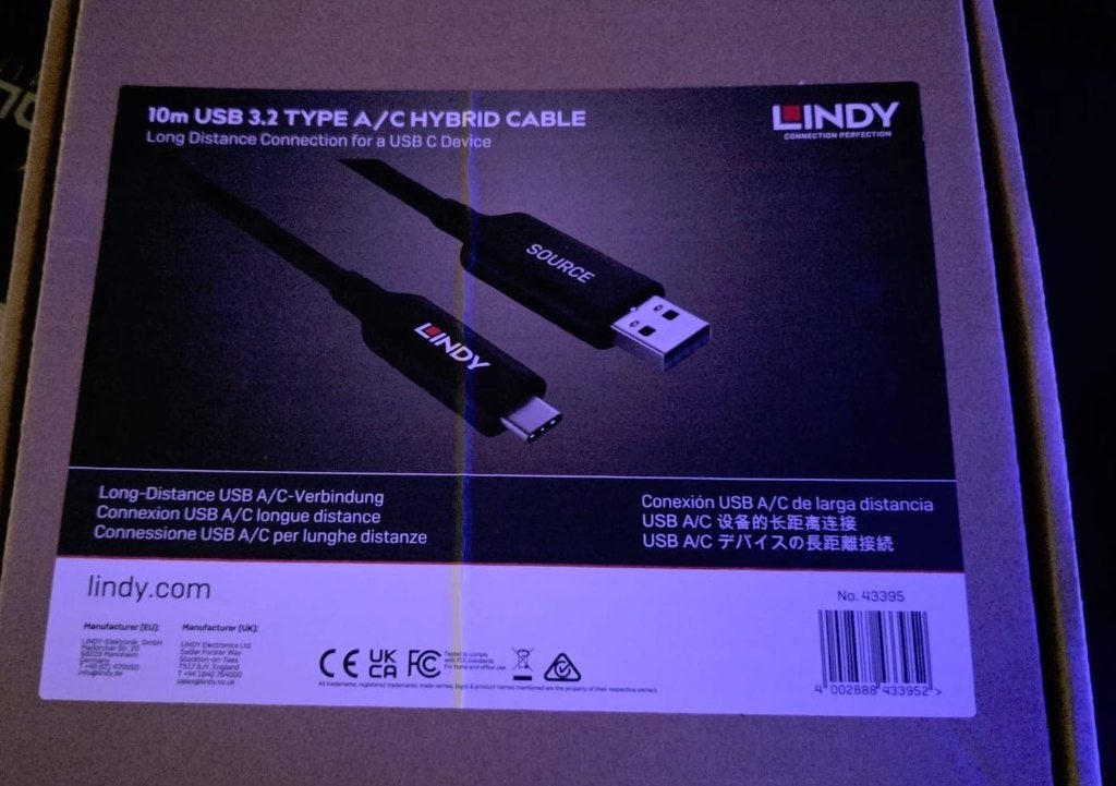 USB-kabel 3.2 van 10m, type A/C Hybrid, Informatique & Logiciels, Pc & Câble réseau, Neuf, Enlèvement