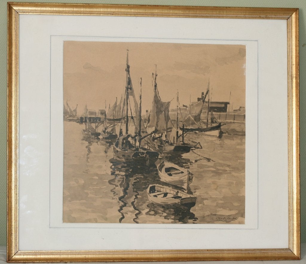 Charles LONDOT (1887-1968) - Aquarel - Gesigneerd, Enlèvement ou Envoi, Signé, Aquarelle, Maritime / eau