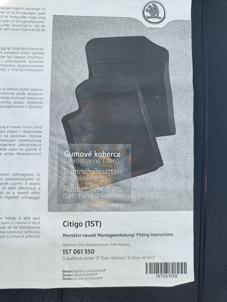 Skoda Citigo rubberen vloermatten, Auto diversen, Automatten, Ophalen, Nieuw