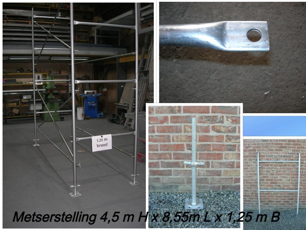 Nieuwe metsersteiger 4,5 m H x 8,55m L x 1,25 m B - stelling, Ophalen, Nieuw