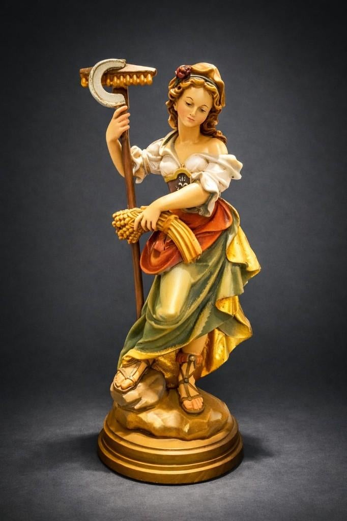 Statuette de Sainte Notburga de Rattenberg, Bois, Enlèvement ou Envoi, Europe, Multicolore