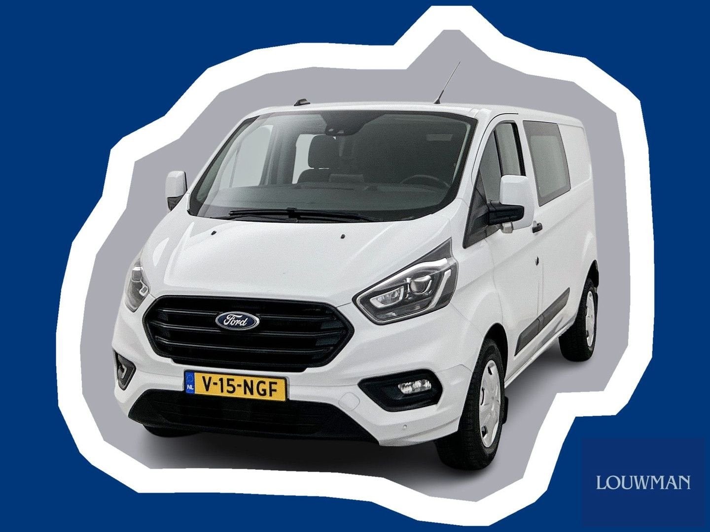 Ford Transit Custom 320 2.0 TDCI L2H1 Limited DC 130pk Autom, Automaat, Wit, Bedrijf, Diesel