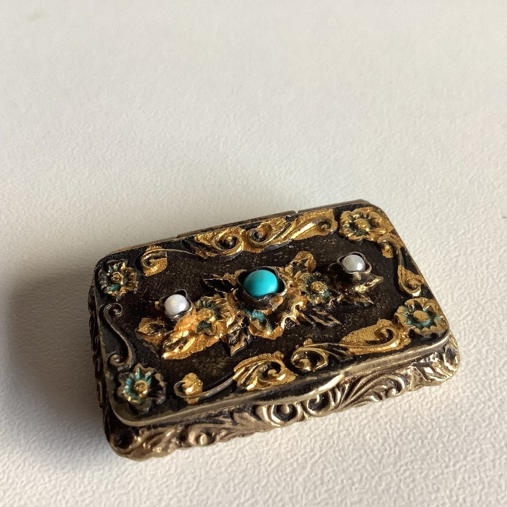 rare tabatière ancienne en métal doré viennois, Enlèvement ou Envoi, Utilisé, Autres types