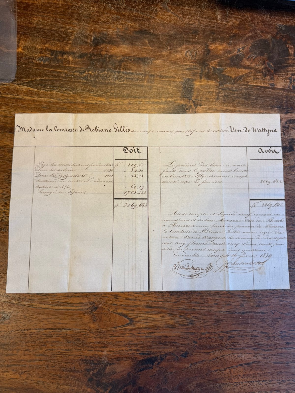 Archives nobles originales 1837—1839 — Famille de Robiano, Enlèvement ou Envoi