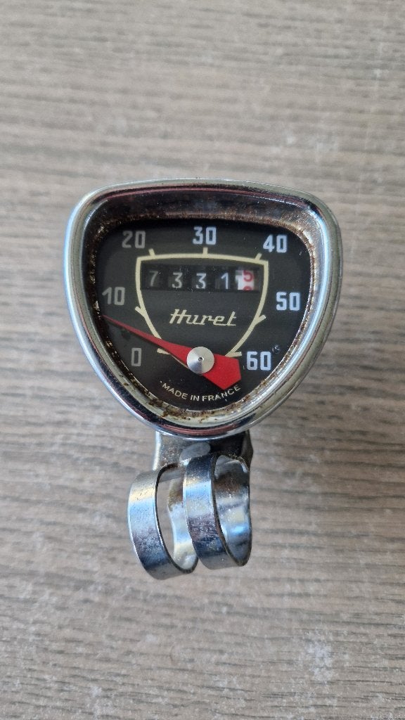 Vintage analoge km-teller, Huret, Oldtimerfiets, Gebruikt, Overige typen, Ophalen of Verzenden