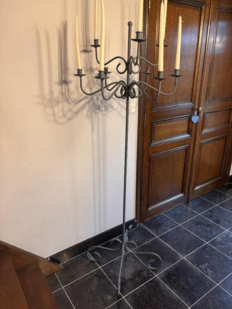 kandelaar, Huis en Inrichting, Woonaccessoires | Kandelaars en Kaarsen, Gebruikt, Kandelaar, 75 cm of meer, Metaal, Grijs, Ophalen