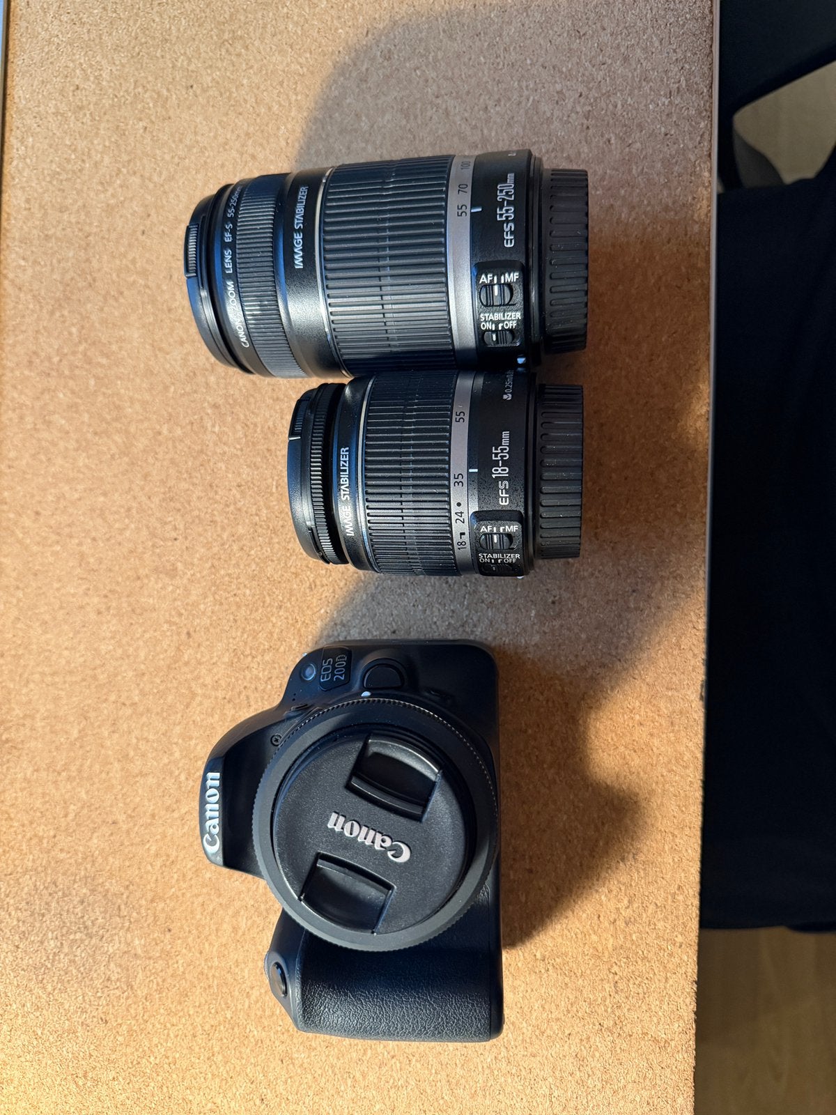 Canon eos 200d DSLR + 3 lenzen, TV, Hi-fi & Vidéo, Sacoche d'appareil photo, Enlèvement ou Envoi, Stabilisation d'image, Canon