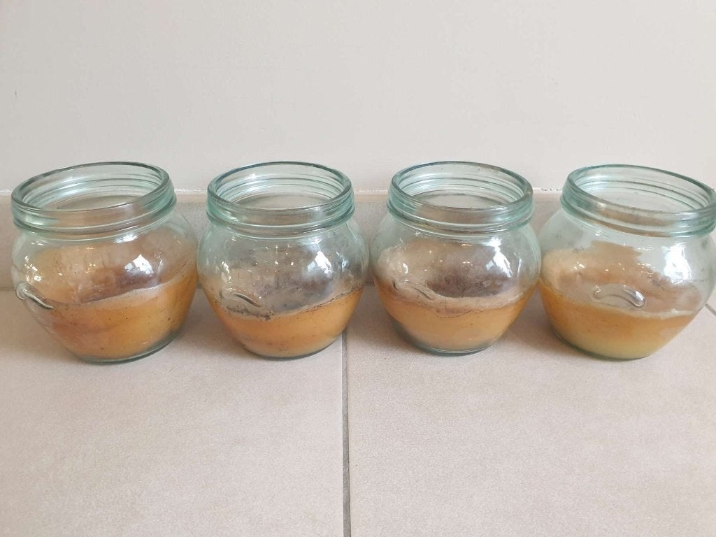 4 ronde potten met vanille geurkaarsen H 12 x diameer 12cm, Ophalen