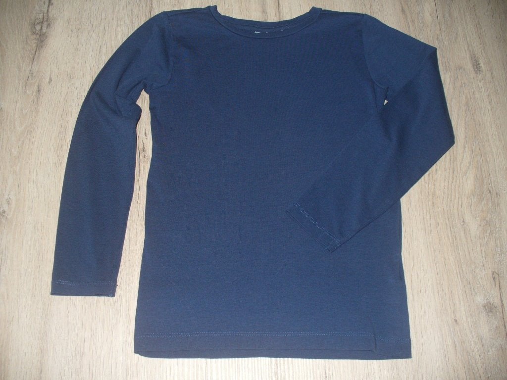 Blauwe longsleeve maat 128, Kinderen en Baby's, Kinderkleding | Maat 128, Ophalen of Verzenden, Zo goed als nieuw, Jongen, Shirt of Longsleeve