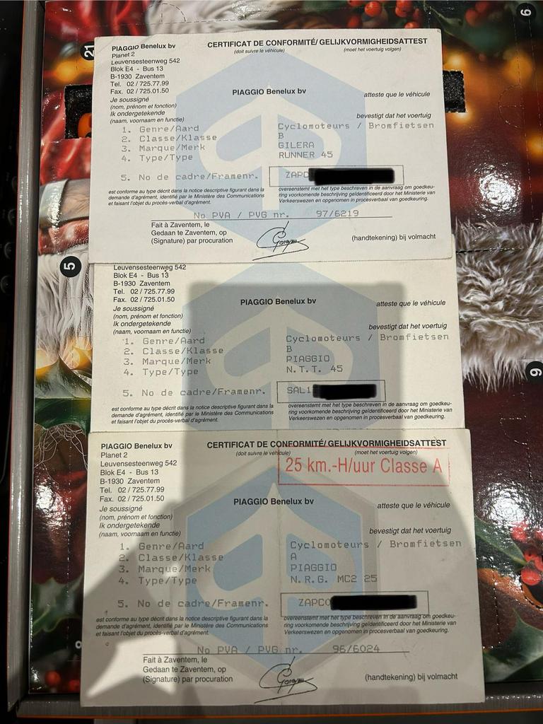 PIAGGIO NRG mc2 45 NTT RUNNER (PAPIERS), Enlèvement ou Envoi, Utilisé