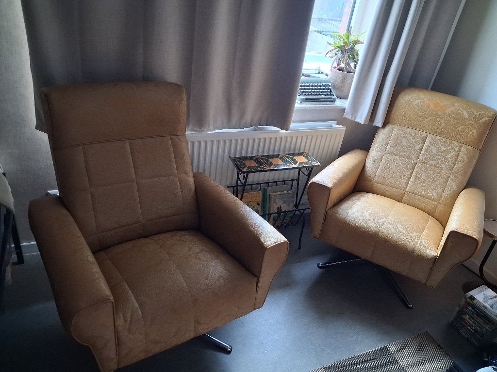 Vintage draai zetels feuteuils, Ophalen, Gebruikt, Rechte bank, Kunststof
