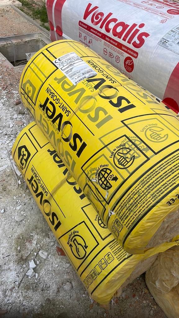 Isover isolatiewol 180mm, 10 tot 15 m², 12 cm of meer, Nieuw, Glaswol