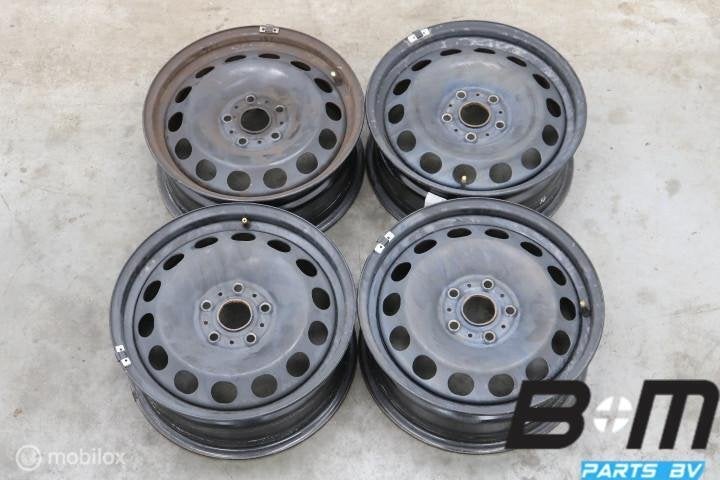 Set 16 inch stalen velgen VW Golf 7 / A3 8V 5Q0601027BR, Auto-onderdelen, Gebruikt, Velg(en), 16 inch, Personenwagen