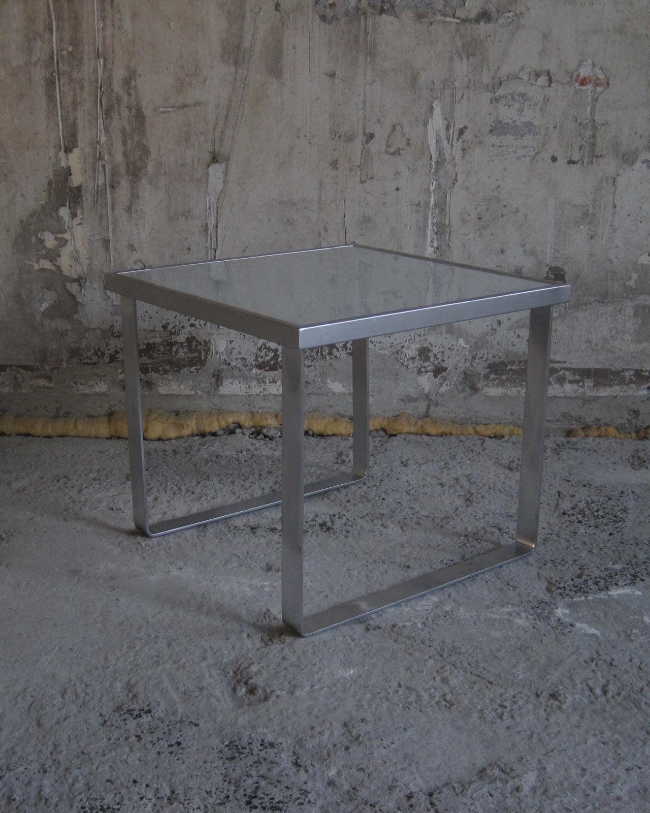 Bijzettafel chroom/glas, Minder dan 55 cm, Gebruikt, Vierkant, Glas