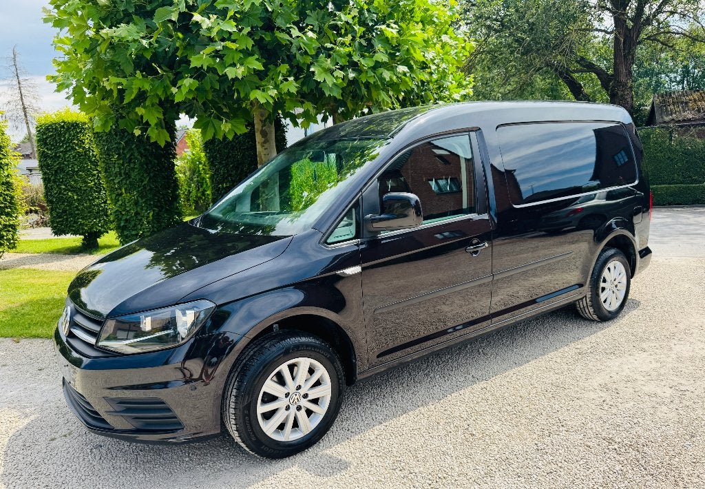 PRACHTIGE VW CADDY MAXI 1.4 CNG AUTOMAAT NAVI AIRCO, Auto's, Stof, Euro 6, Volkswagen, Zwart