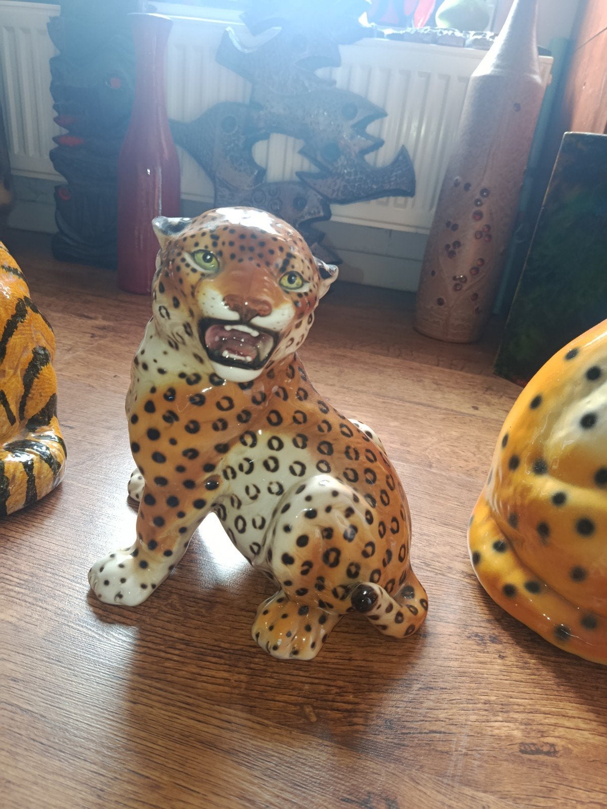 Tijgers, luipaarden, keramiek (Ronzan) Italy, Antiek en Kunst, Ophalen of Verzenden