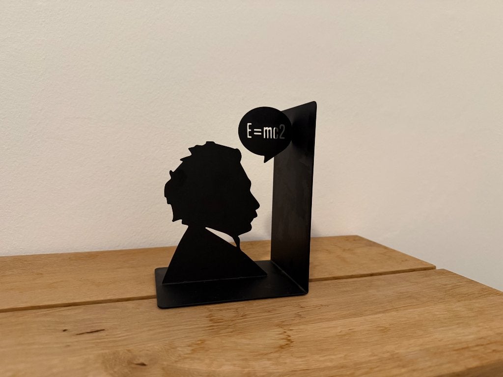 Boekensteun zwart metaal Einstein, Huis en Inrichting, Ophalen, Zo goed als nieuw