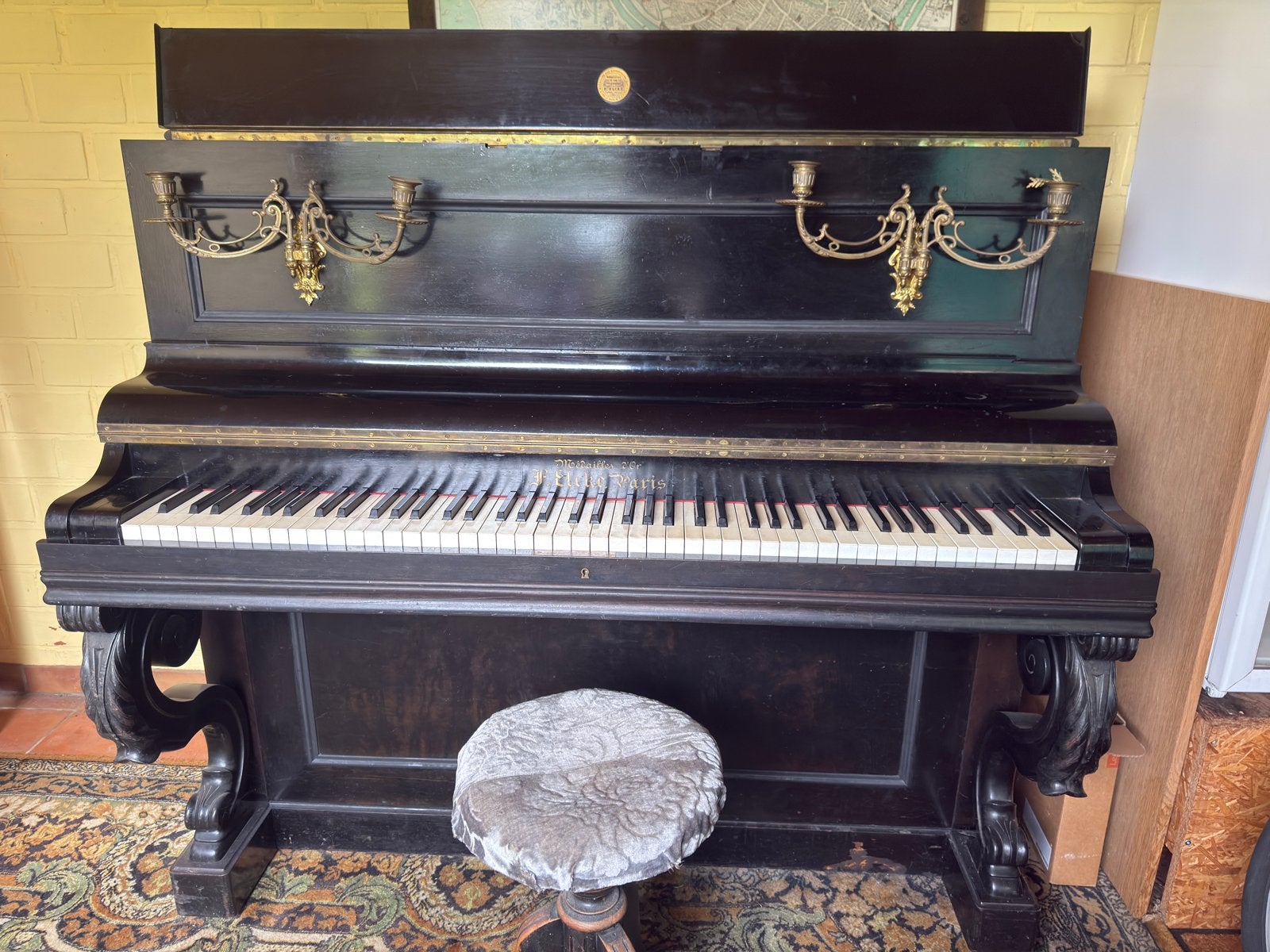 Antieke F. Elcké Paris piano – 1870/1880 – Médaille d’Or, Brillant, Enlèvement, Utilisé, Piano