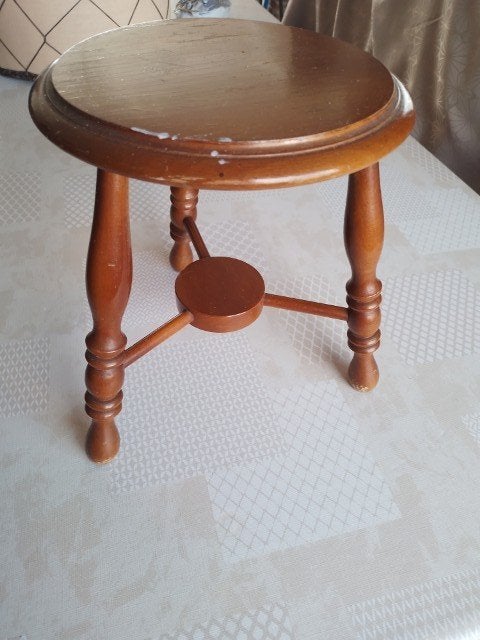 Retro bijzettafeltje, Minder dan 45 cm, Gebruikt, Rond, Ophalen of Verzenden