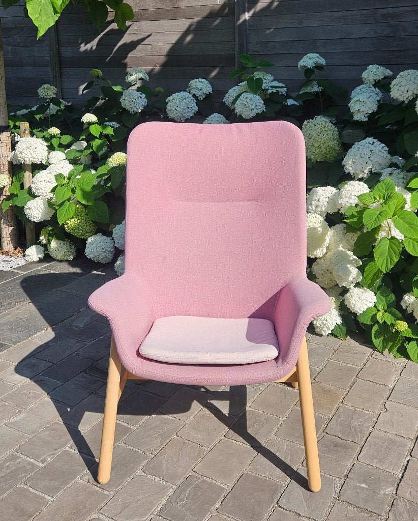 VEDBO Fauteuil Ikea - roze, Ophalen, 75 tot 100 cm, Zo goed als nieuw, Stof