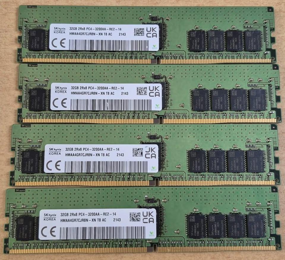 DELL 4 X 32GB 2Rx8 PC4-3200AA-RE2 DDR4-3200MHz ECC, Computers en Software, RAM geheugen, Ophalen, 32 GB, Server, DDR4