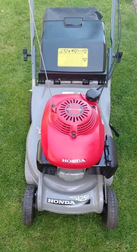 Honda hrb 425c duwer met mes koppeling, Tuin en Terras, Grasmaaiers, Gebruikt, 40 t/m 49 cm, Cirkelmaaier, Opvangzak, Ophalen