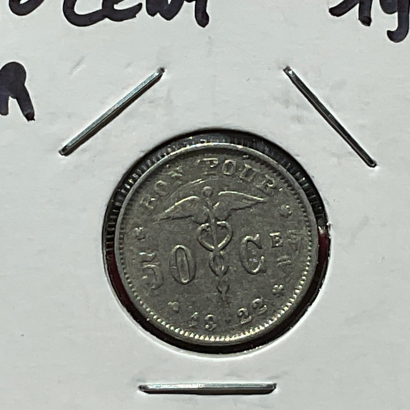 Belgique - Beau 50 C Fr - 1922, Envoi, Autre, Monnaie en vrac
