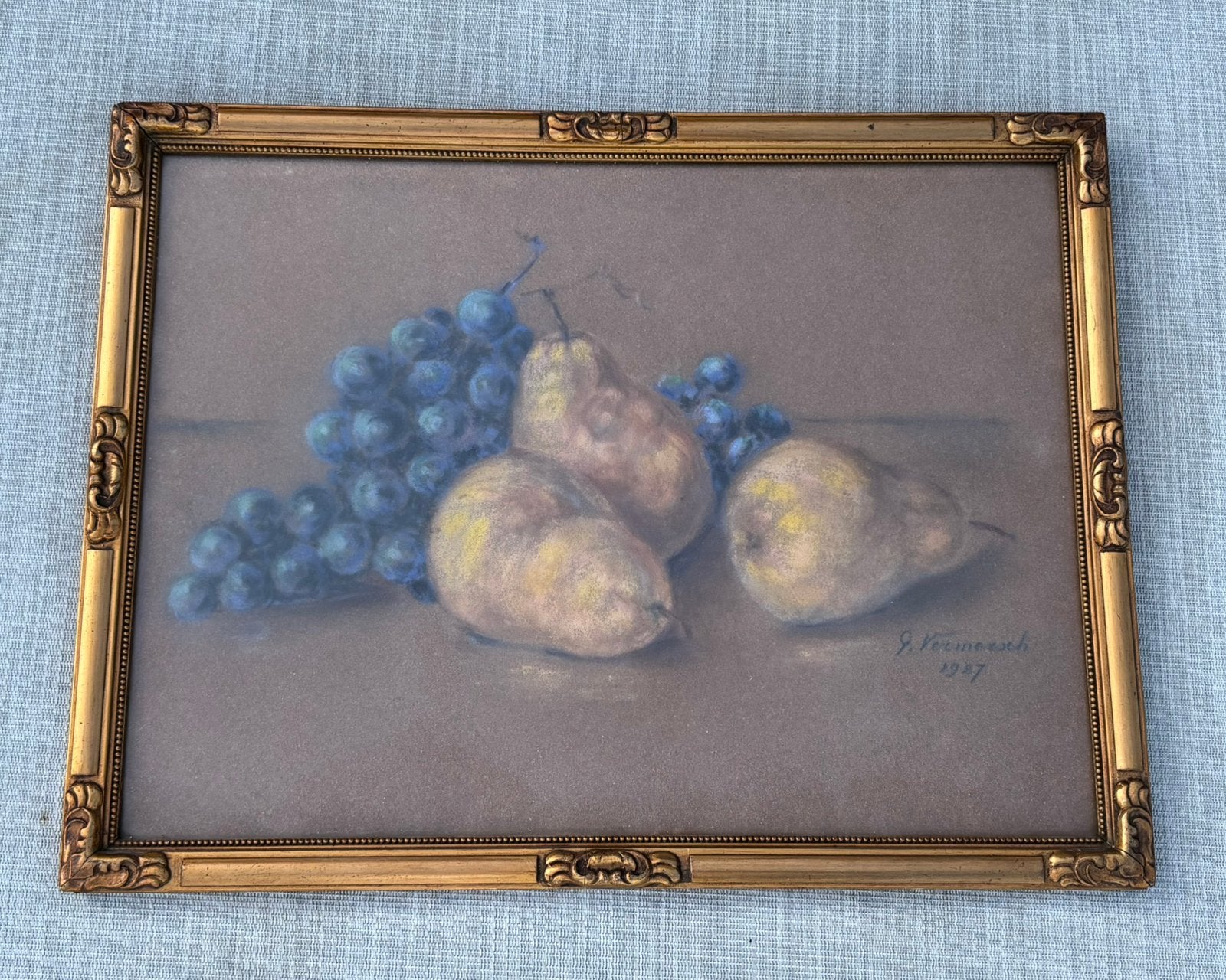 Beau pastel de 1927 - signé - nature morte, Antiquités & Art, Enlèvement ou Envoi, Daté, Pastel, Nature morte