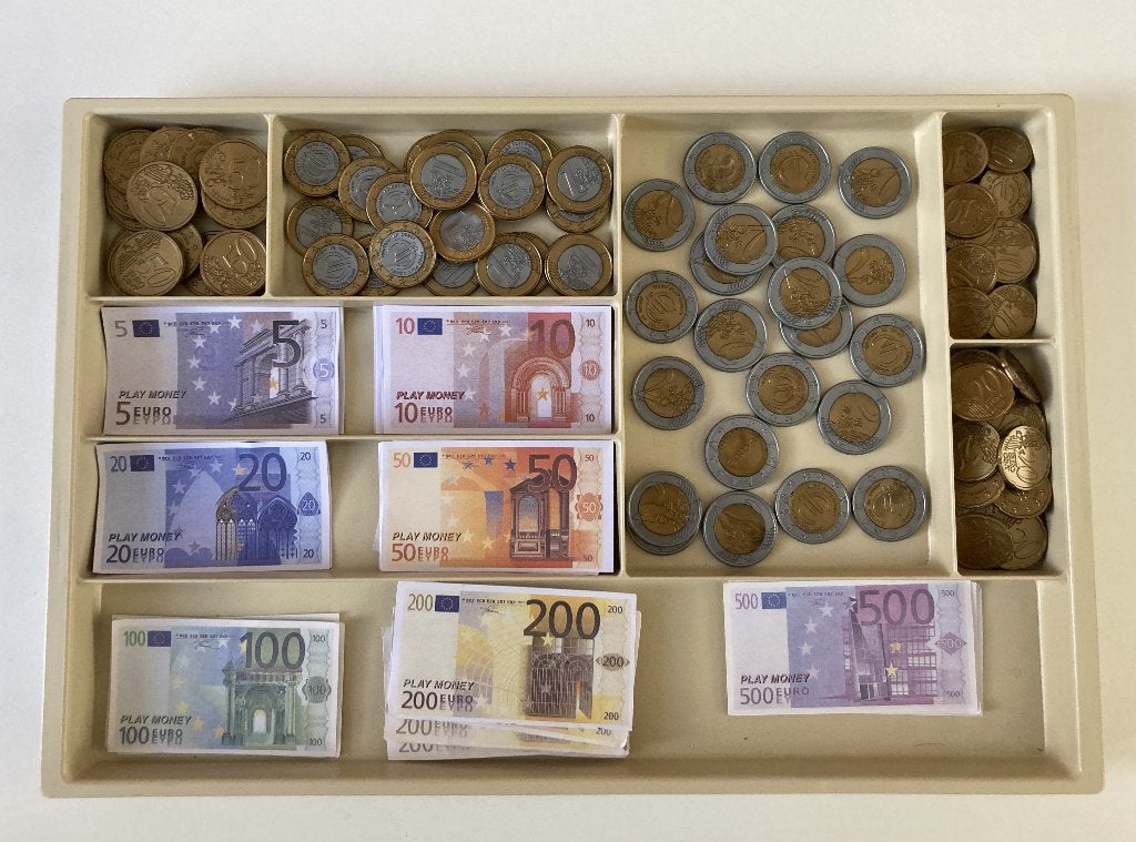argent factice pour jeu d'enfant pièces et billets en Euro, Ophalen, Zo goed als nieuw, Rekenen