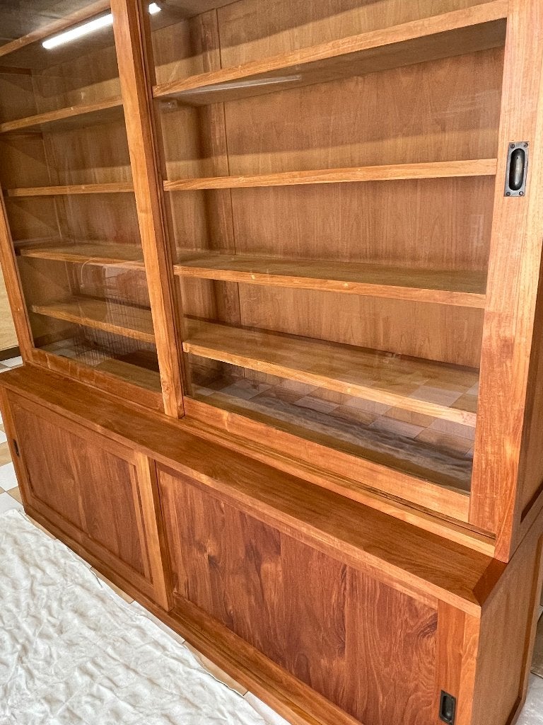 Teak vitrinekast 220, Ophalen of Verzenden, Zo goed als nieuw, Teakhout