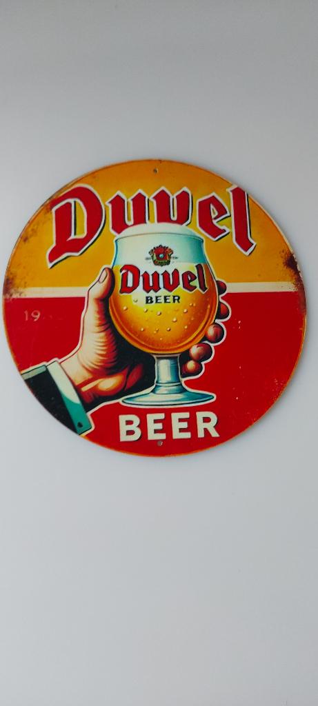 Duvel reclamebord alu 20 cm rond., Ophalen of Verzenden, Nieuw, Reclamebord, Plaat of Schild, Duvel