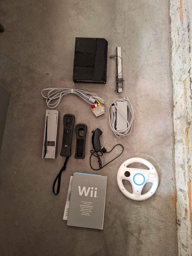 Wii console met toebehoren, Games en Spelcomputers, Ophalen, Gebruikt, Met 1 controller, Met stuurtje