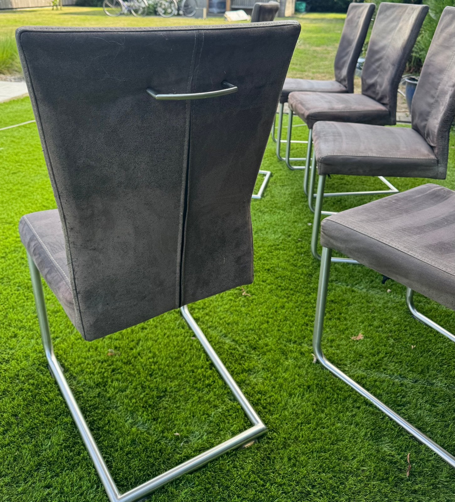 6 eetkamer stoelen zwart met inox frame, Huis en Inrichting, Ophalen, Zwart