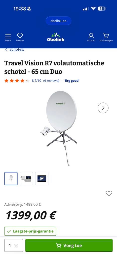 Automatische satelliet Travelvision R7 duo, Ophalen, Zo goed als nieuw