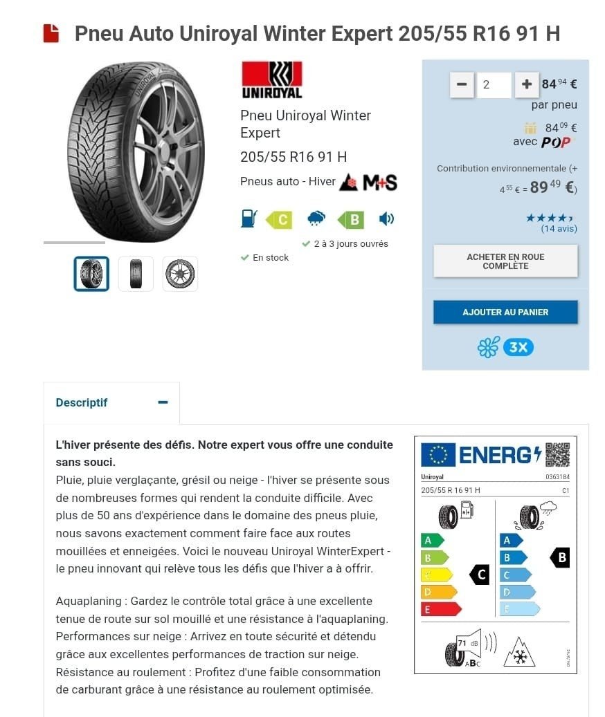 pneu hiver, Autos : Pièces & Accessoires, Pneus & Jantes, Enlèvement
