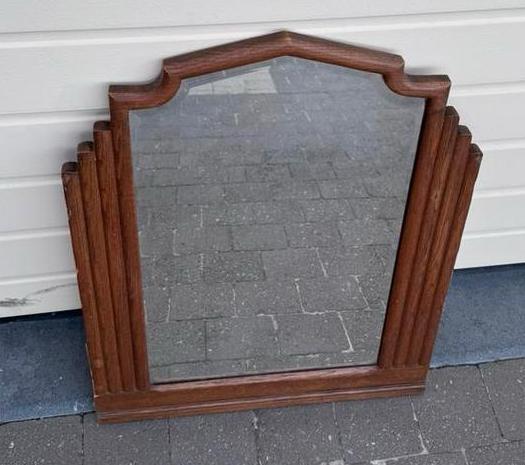 Art Deco spiegel met geslepen glas, Antiek en Kunst, Ophalen, Overige vormen, 50 tot 100 cm, Minder dan 100 cm
