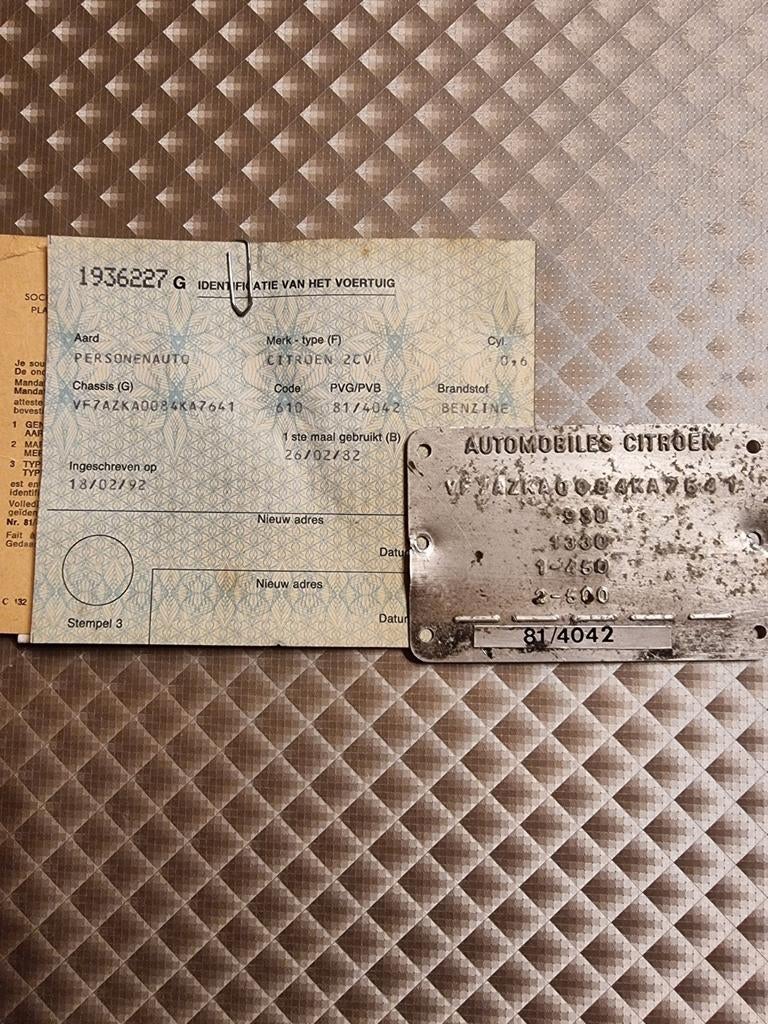 Citroën 2PK6 Inschrijving bewijs met identificatie plaatje, foto 3