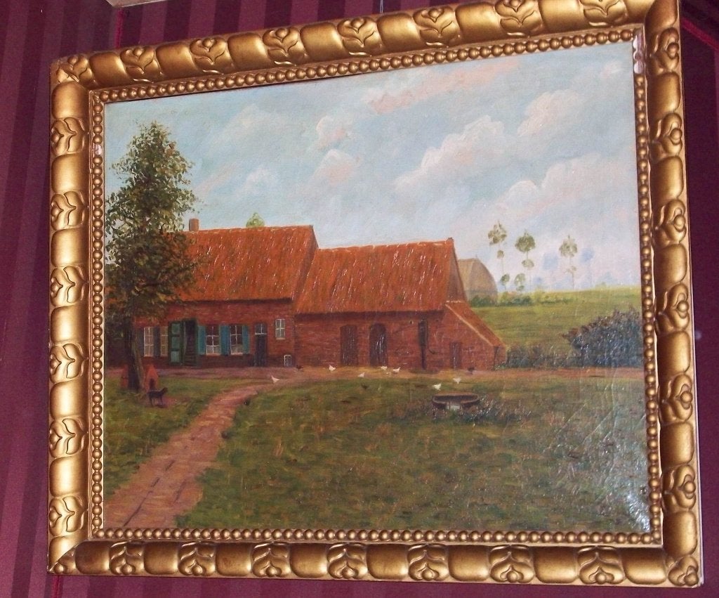 Schilderij met hoevetje, Antiek en Kunst, Kunst | Schilderijen | Klassiek, Ophalen