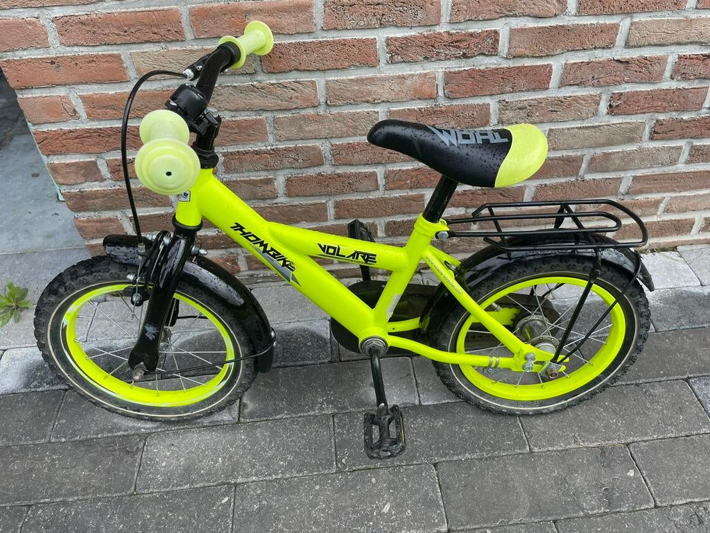 Kinderfiets met rem en achteruittraprem 14 inch., Fietsen en Brommers, Ophalen, Gebruikt, Velgrem, Minder dan 16 inch