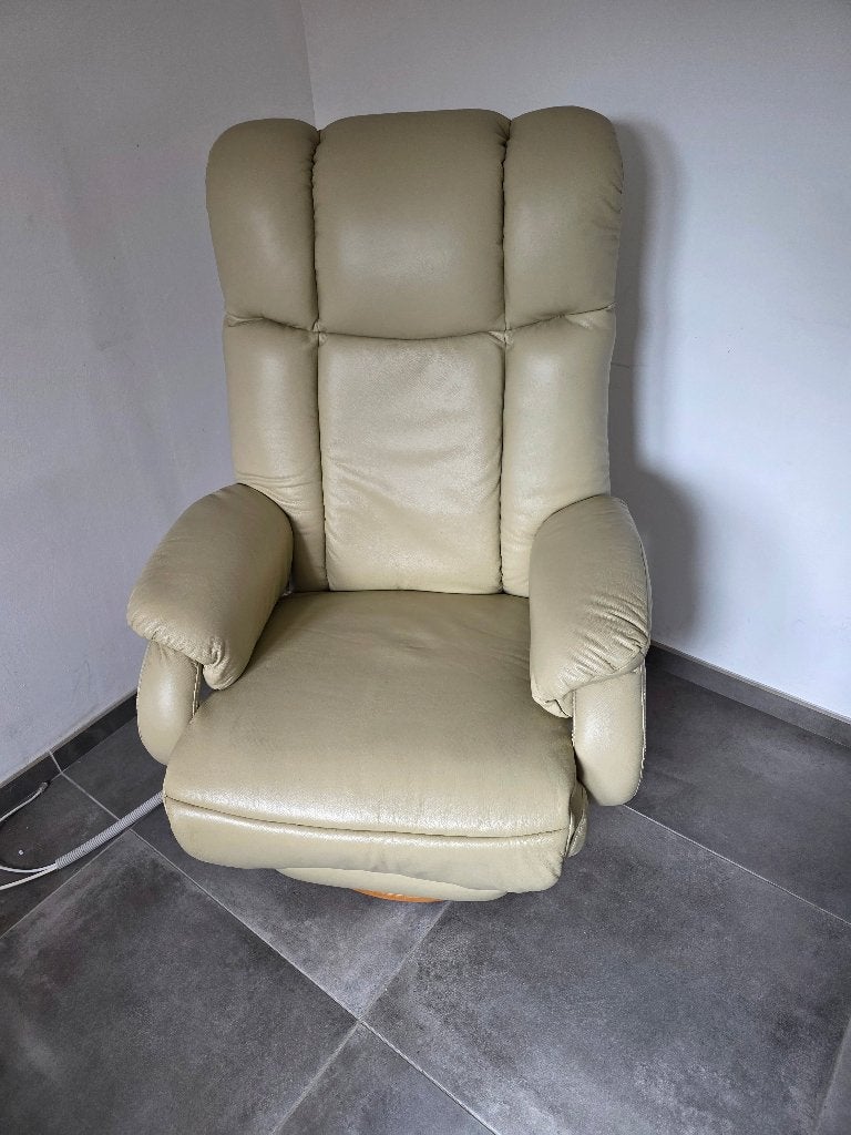 Elektrische leder relax, Huis en Inrichting, Ophalen, Zo goed als nieuw, Leer