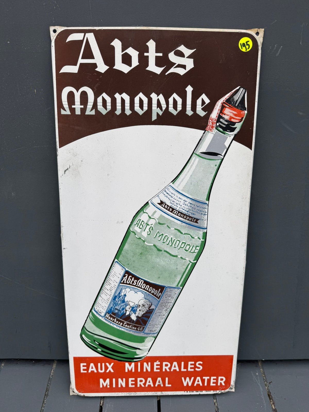Panneau d'affichage ancien Abts Monopole 1962, Panneau publicitaire, Enlèvement ou Envoi, ., Utilisé